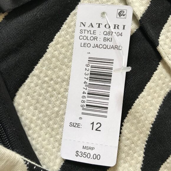 NWT Natori Leo Jacquard Pencil Skirt Womens 12 Cream Black Stripe Straight NEW - Picture 6 of 14